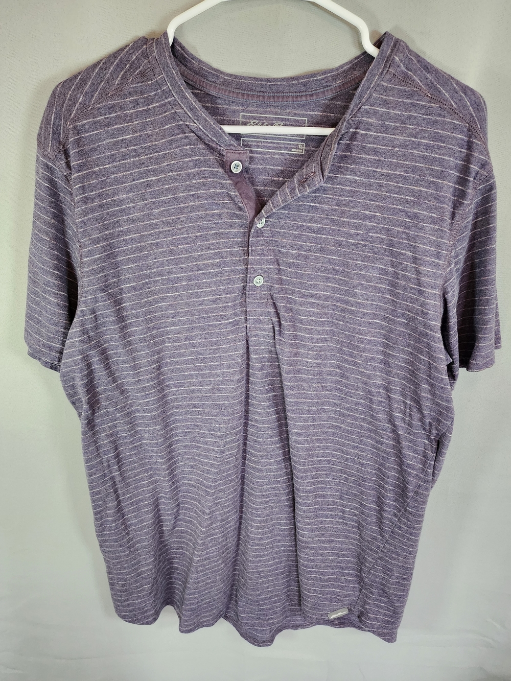 Eddie Bauer Purple Striped Henley Short-Sleeve Shirt